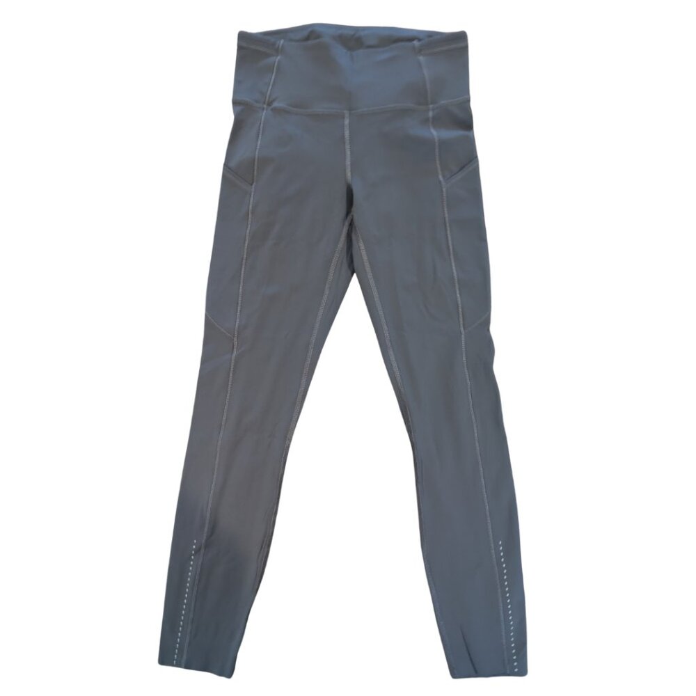 lululemon Fast and Free 7/8 Tights Size 6 Grey Lightweight Nulux Fabric